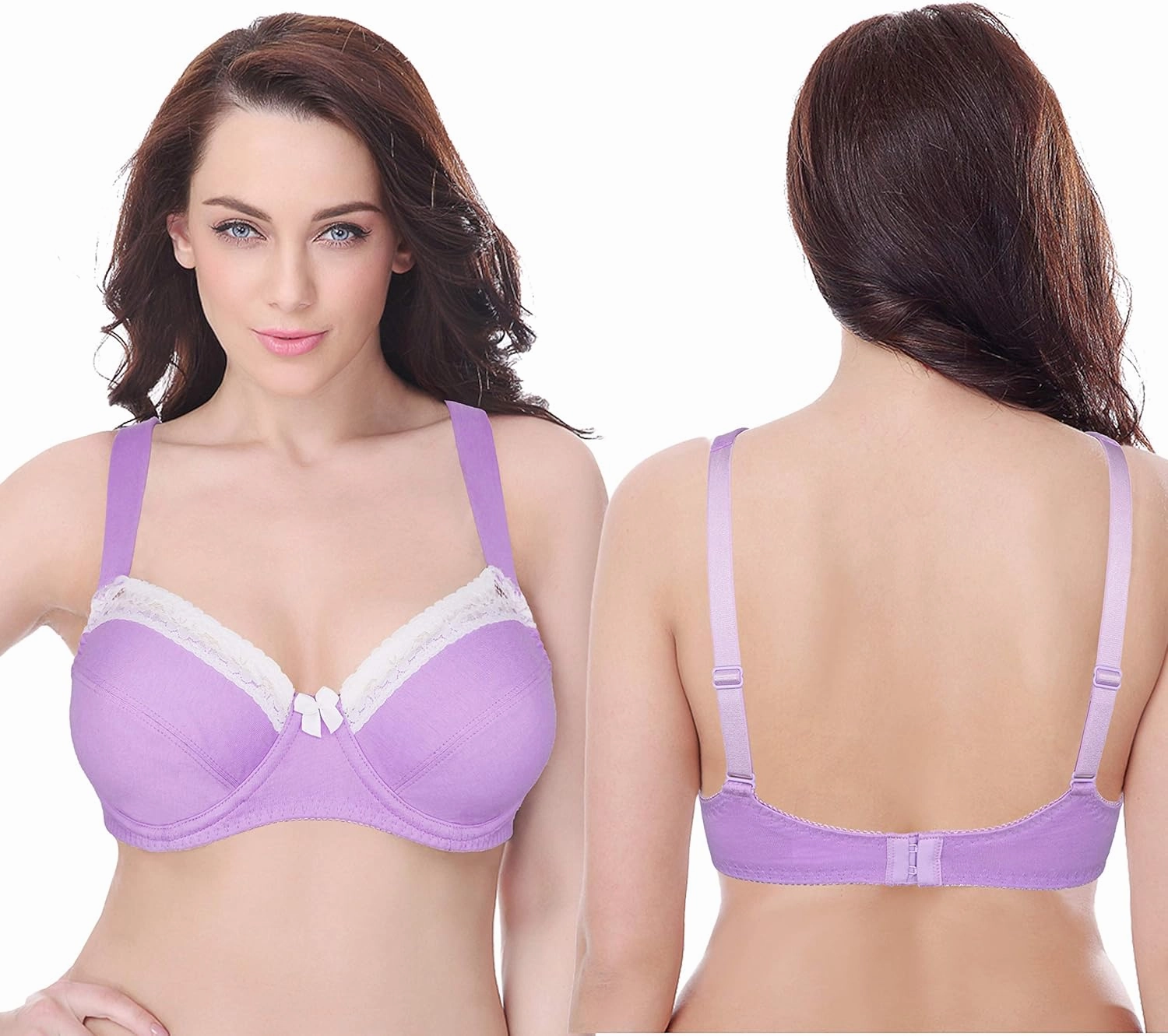 Curve Muse Women's Plus Size Unlined Balconette Cotton Bra-2 or 3Pack