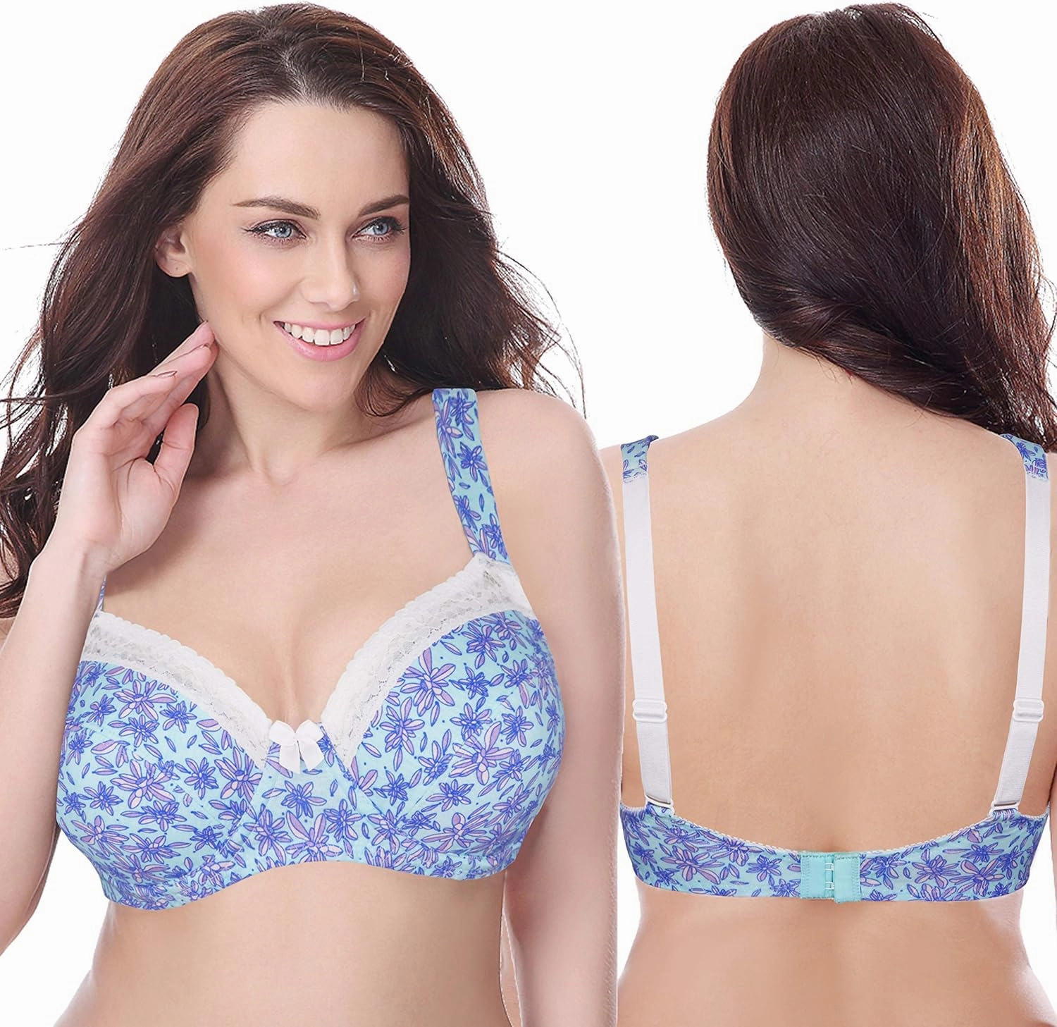 Curve Muse Women's Plus Size Unlined Balconette Cotton Bra-2 or 3Pack