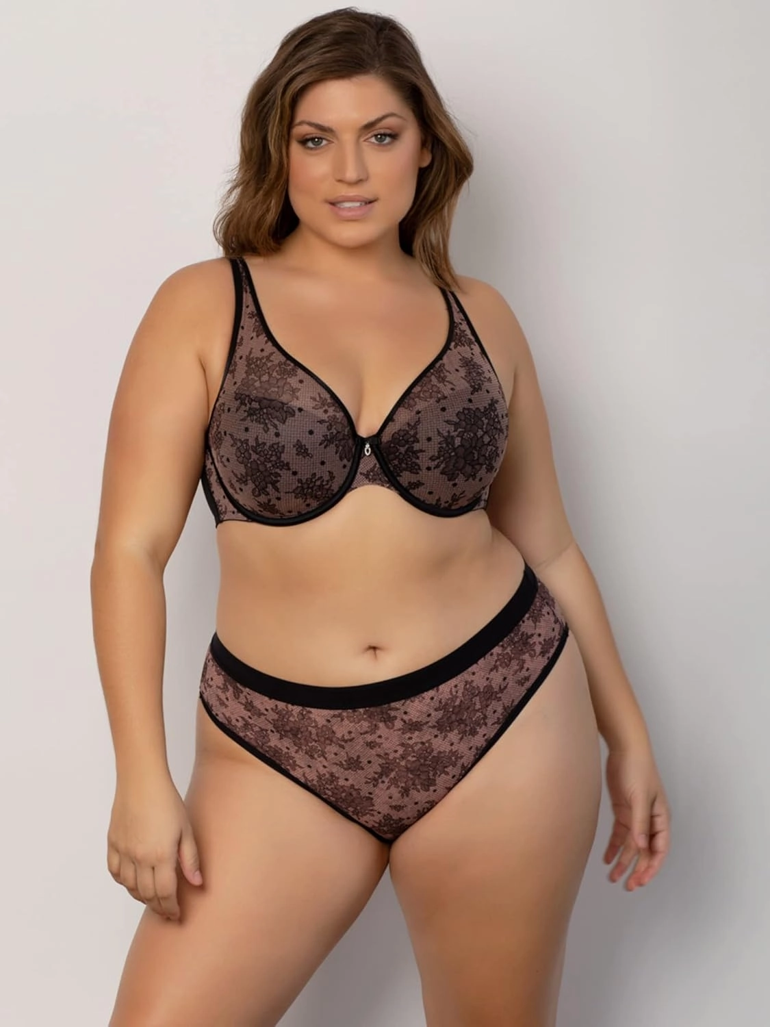 Curvy Couture Women's Plus Size Sheer Mesh T-Shirt Bra – Deep Plunge & Full Coverage Fit