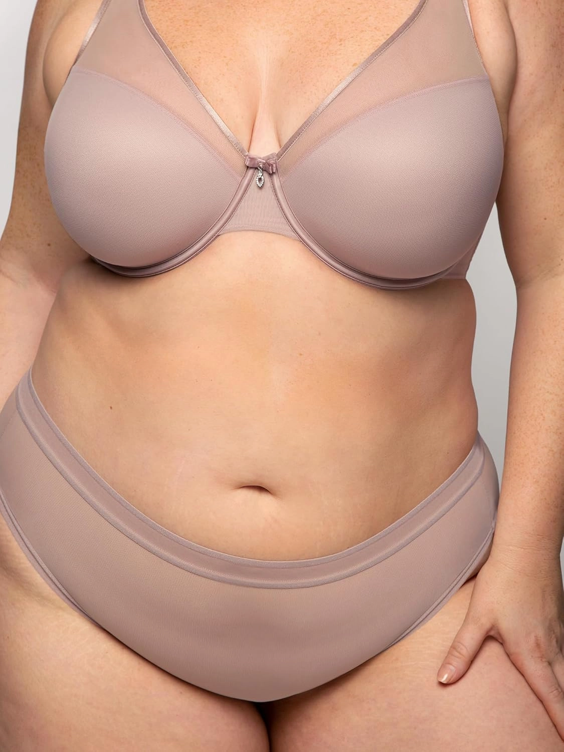 Curvy Couture Women's Plus Size Sheer Mesh T-Shirt Bra – Deep Plunge & Full Coverage Fit