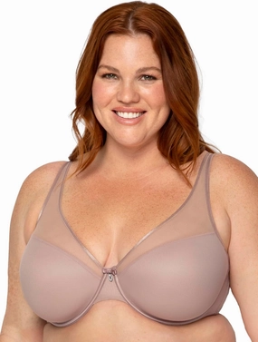 Curvy Couture Women's Plus Size Sheer Mesh T-Shirt Bra – Deep Plunge & Full Coverage Fit