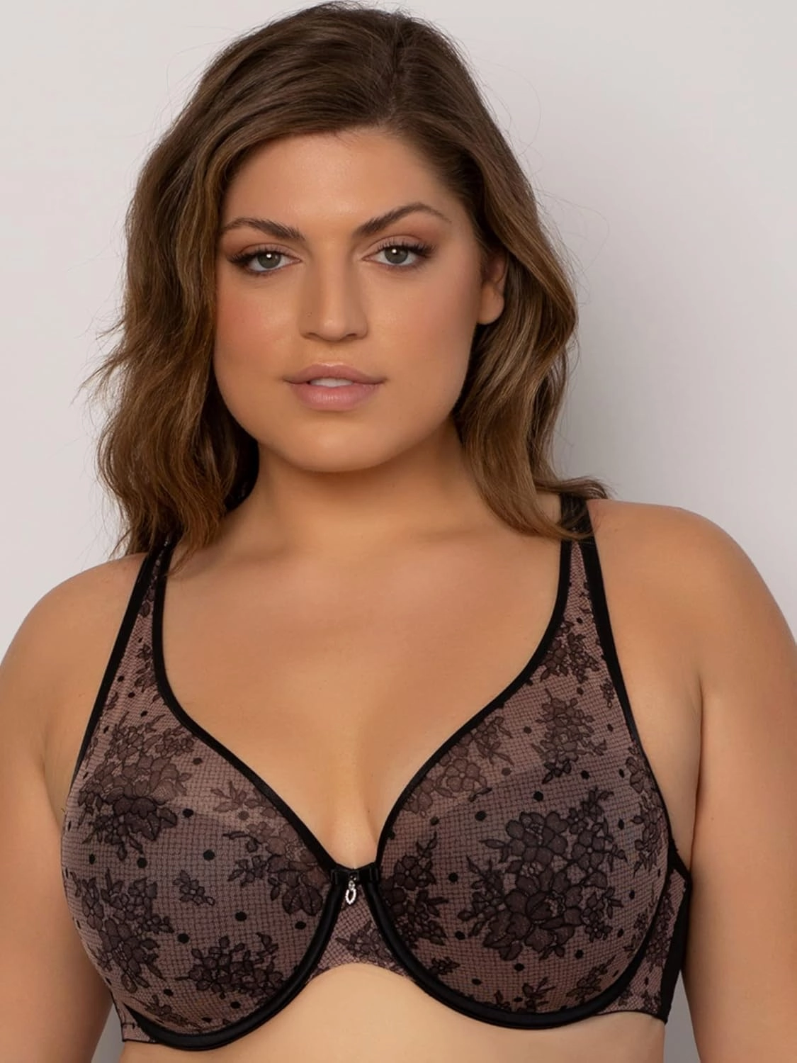 Curvy Couture Women's Plus Size Sheer Mesh T-Shirt Bra – Deep Plunge & Full Coverage Fit