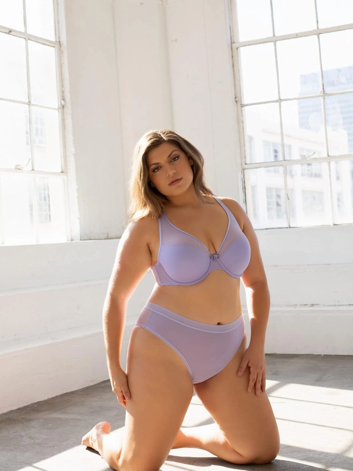 Curvy Couture Women's Plus Size Sheer Mesh T-Shirt Bra – Deep Plunge & Full Coverage Fit