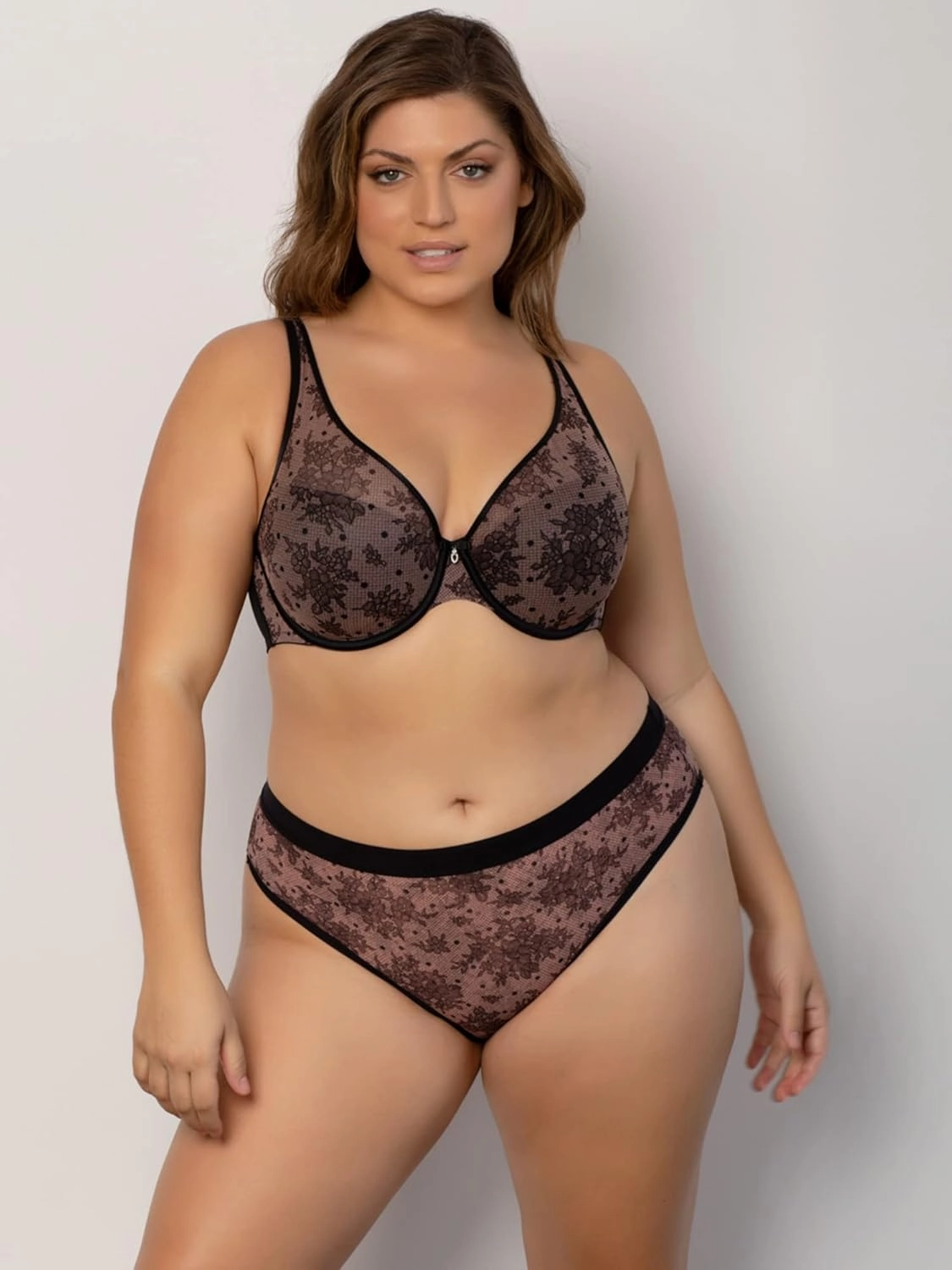 Curvy Couture Women's Plus Size Sheer Mesh T-Shirt Bra – Deep Plunge & Full Coverage Fit