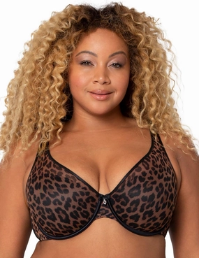 Curvy Couture Women's Plus Size Sheer Mesh T-Shirt Bra – Deep Plunge & Full Coverage Fit