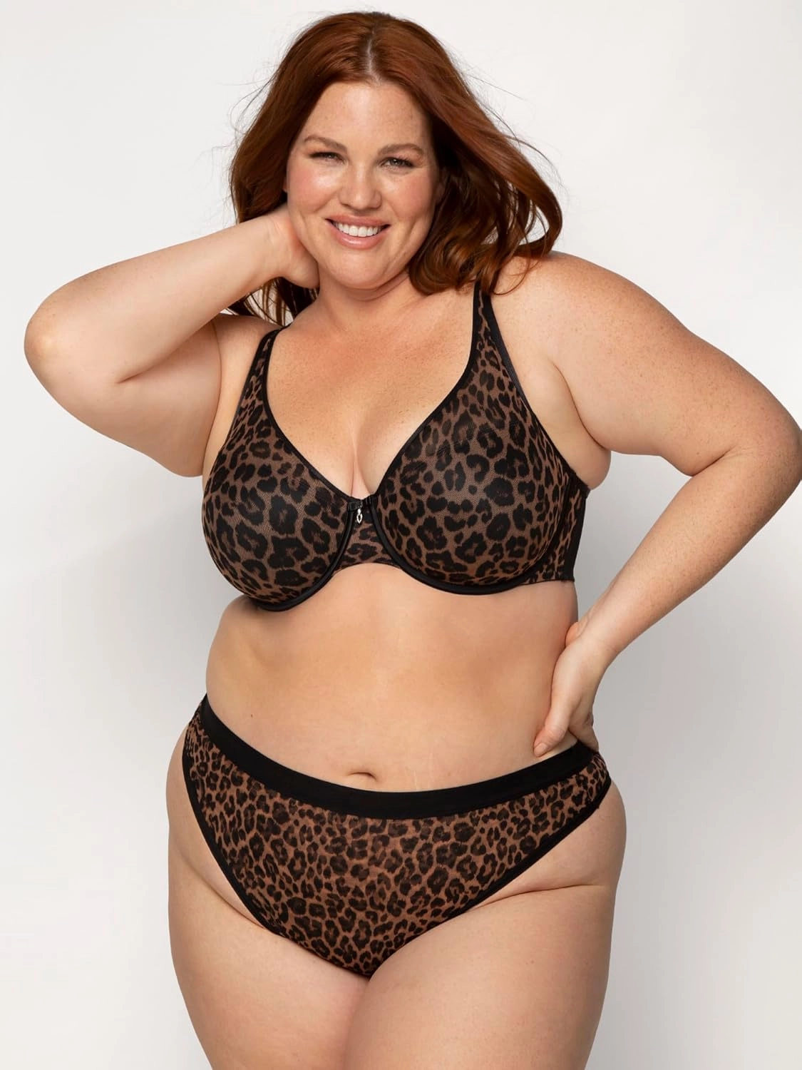 Curvy Couture Women's Plus Size Sheer Mesh T-Shirt Bra – Deep Plunge & Full Coverage Fit