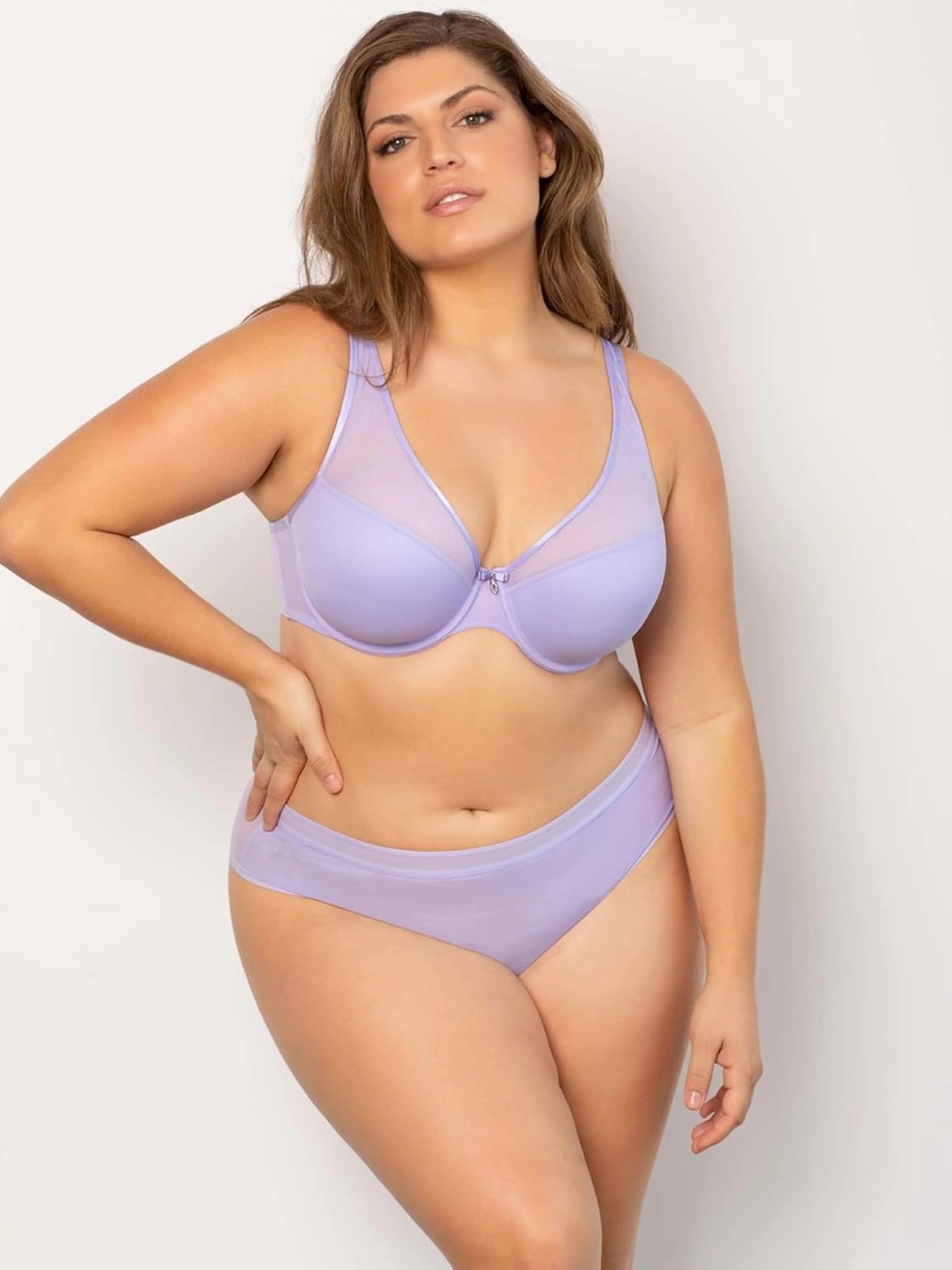 Curvy Couture Women's Plus Size Sheer Mesh T-Shirt Bra – Deep Plunge & Full Coverage Fit