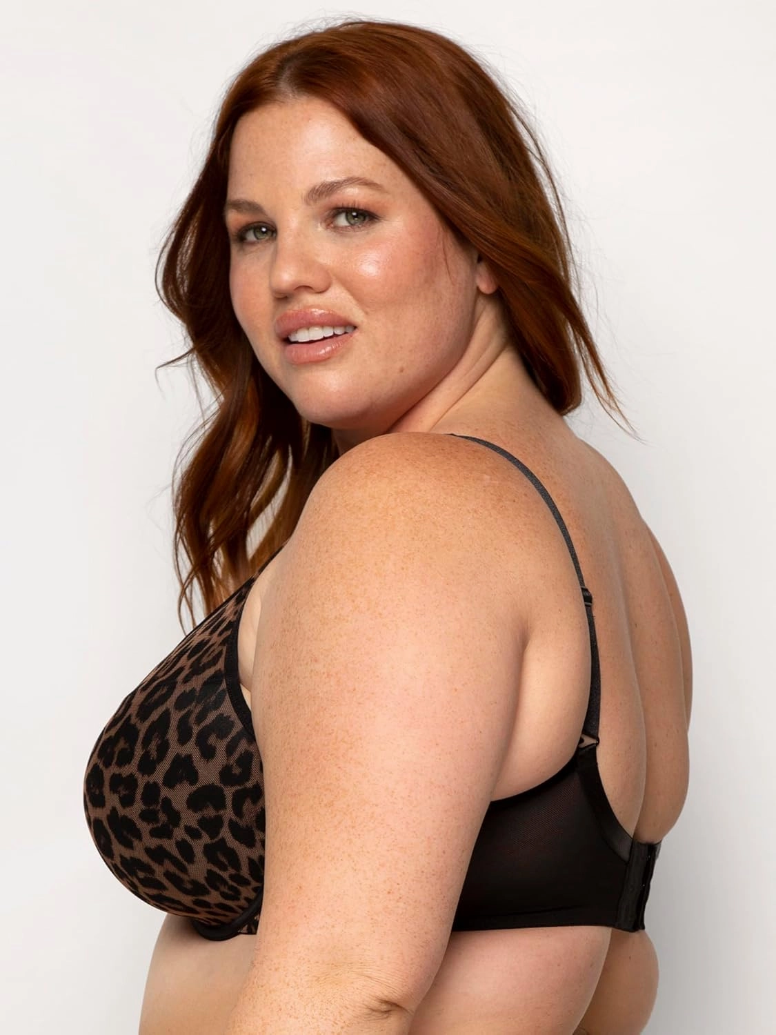 Curvy Couture Women's Plus Size Sheer Mesh T-Shirt Bra – Deep Plunge & Full Coverage Fit