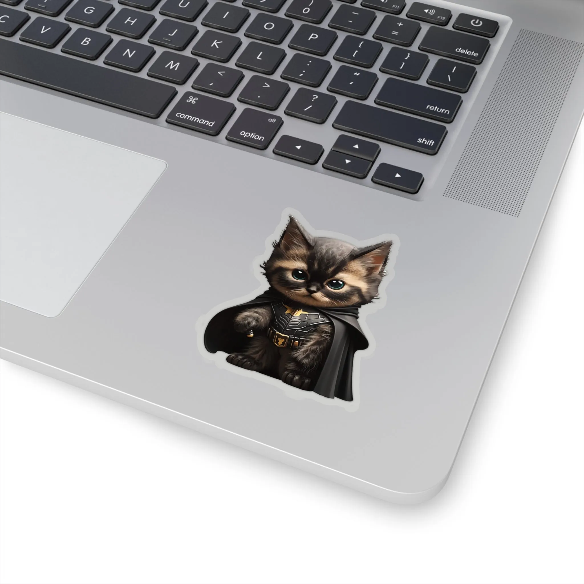 Cute and Fluffy Batcat Kitten Sticker - Ready to Take on the Bad Guys