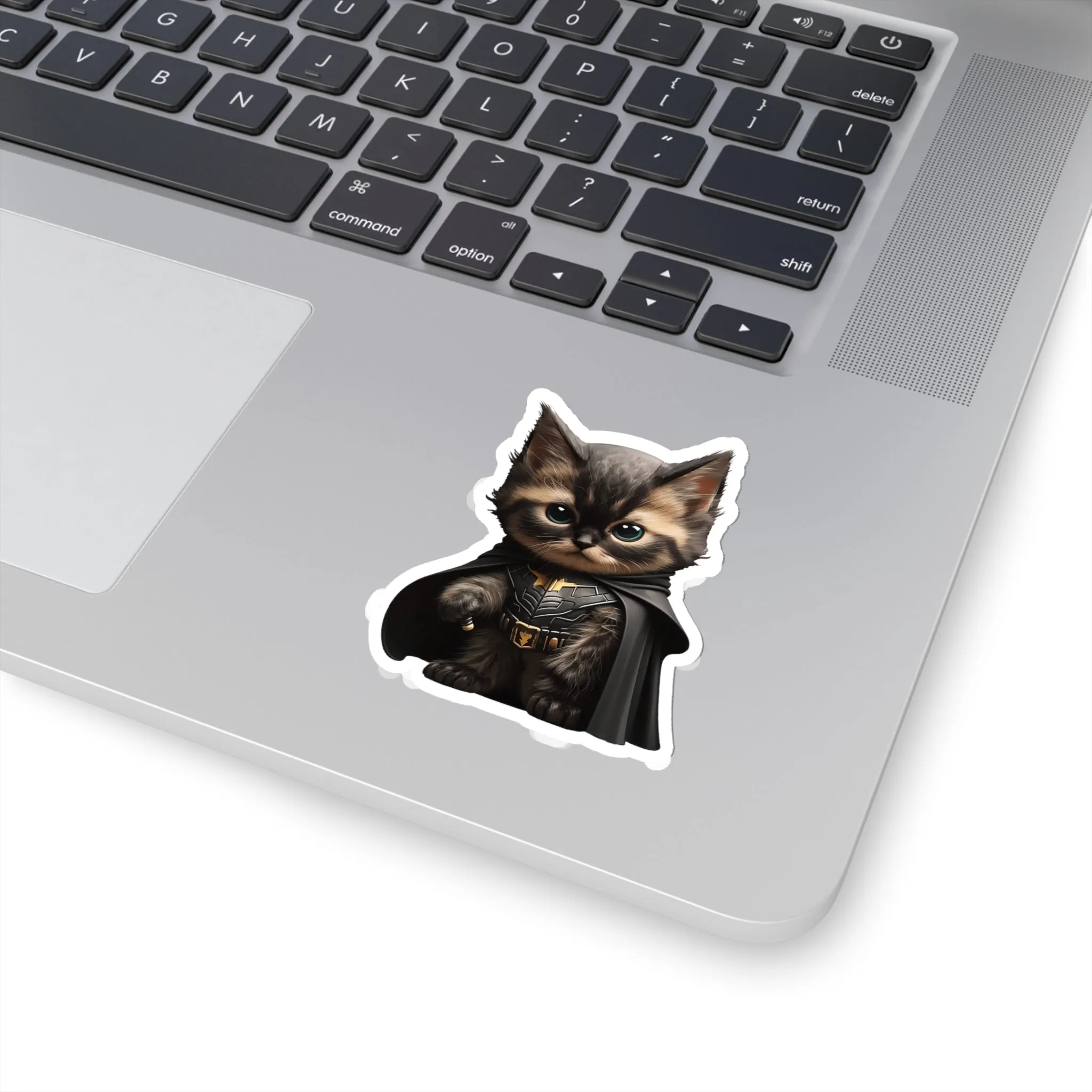 Cute and Fluffy Batcat Kitten Sticker - Ready to Take on the Bad Guys