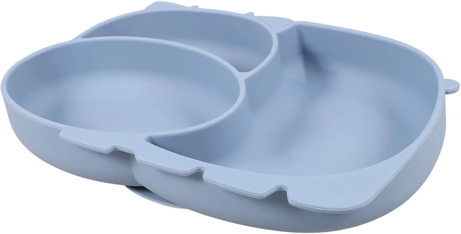 Cute Silicone Compartment Plate Boys and Girls Divided Plate Toddler Bowl Safe for Baby's Mouth Smooth Surface