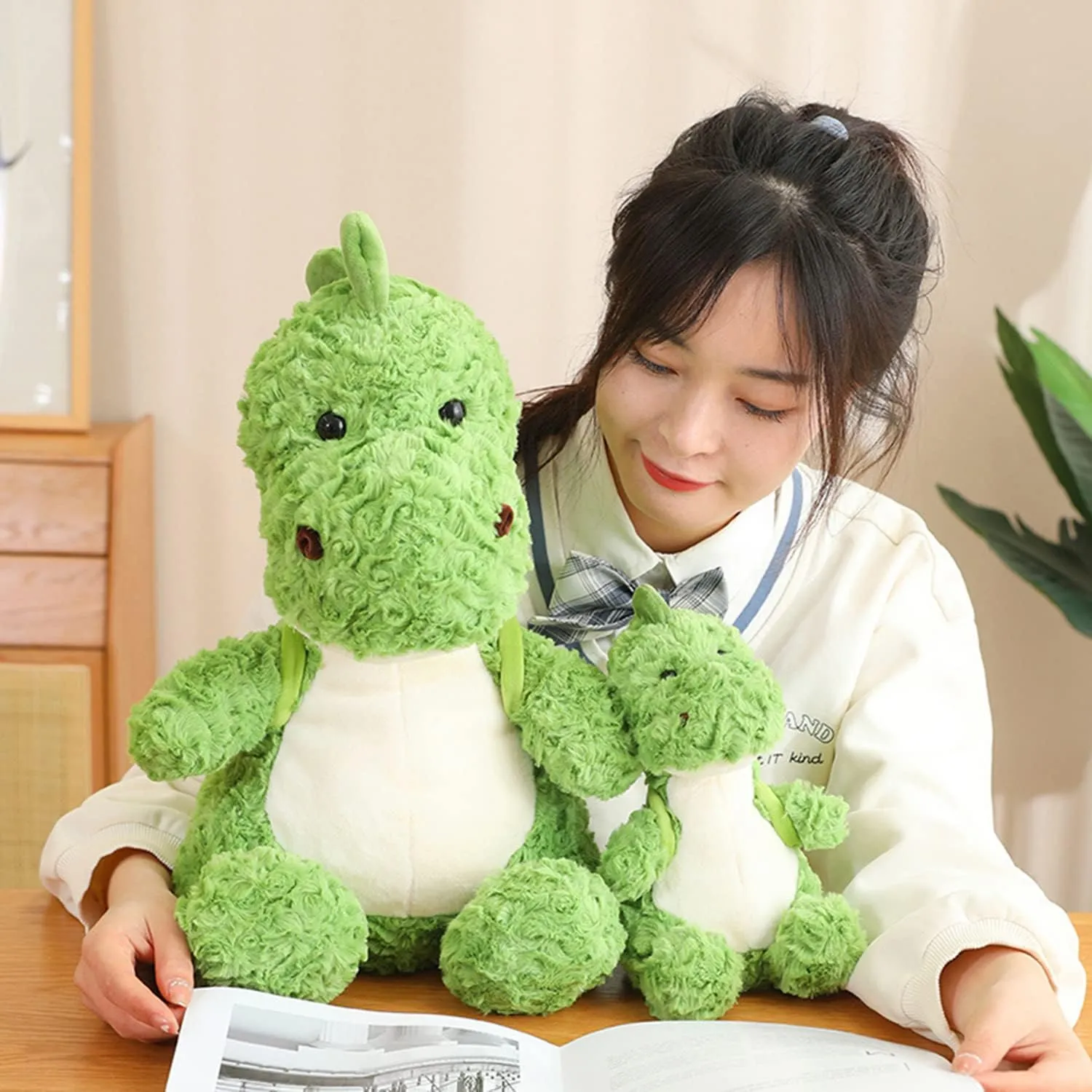 Cute Soft Dinosaur Stuffed Animals Dinosaur Plush Toys Dinosaur Plushies Throw Pillow Dino Hugging Cuddly Dinosaur Doll with Small Backpack Gift for Kids and Lovers in Birthday, Valentine (14-Inch)