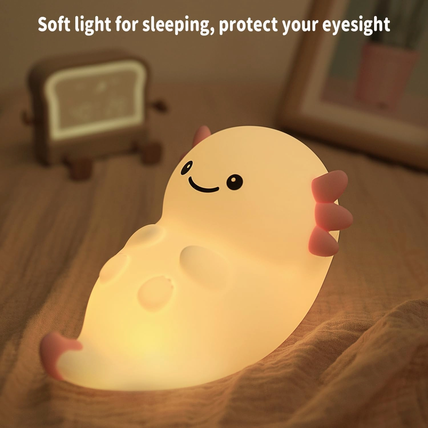 Cute Axolotl Night Light, Dimmable Nursery Lamps, Super Squishy Silicone Timer USB Rechargeable Touch Control RGB Night Lamp for Kids Adults, Used for Camping Party Room Decor (Axolotl)