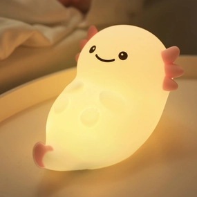 Cute Axolotl Night Light, Dimmable Nursery Lamps, Super Squishy Silicone Timer USB Rechargeable Touch Control RGB Night Lamp for Kids Adults, Used for Camping Party Room Decor (Axolotl)