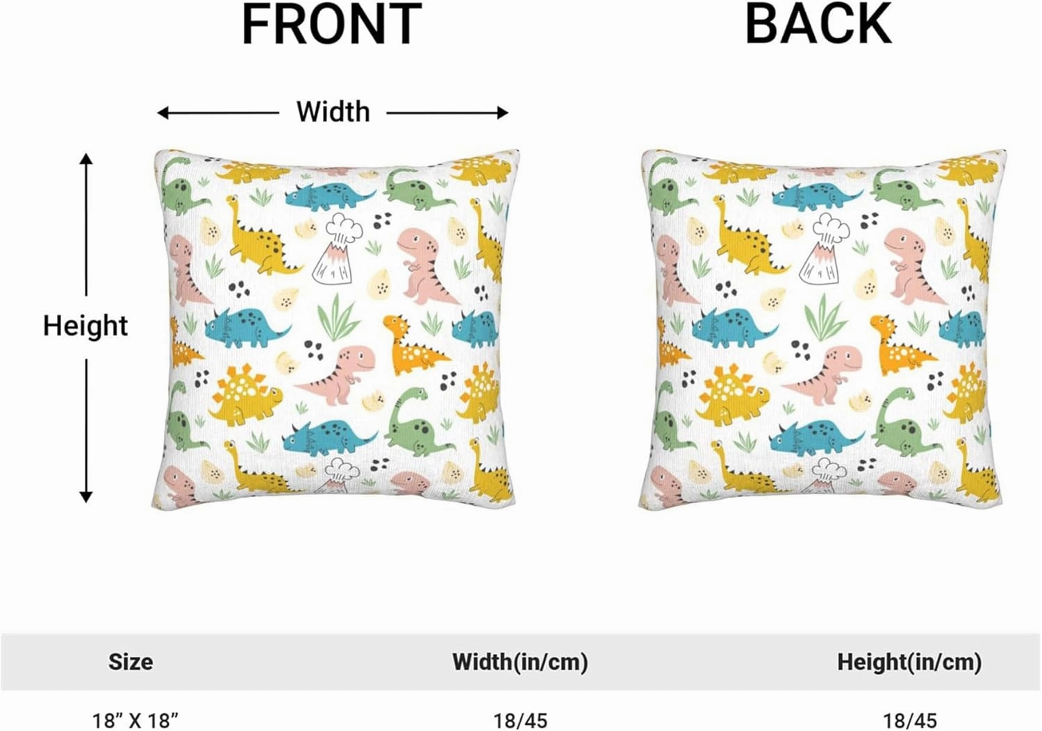 Cute Dinosaurs Pillow Covers 18X18 inch Set of 2 Funny Dinosaur Throw Pillow Covers Abstract Art Outdoors Decorative Cushion Case for Bed Couch Sofa Home