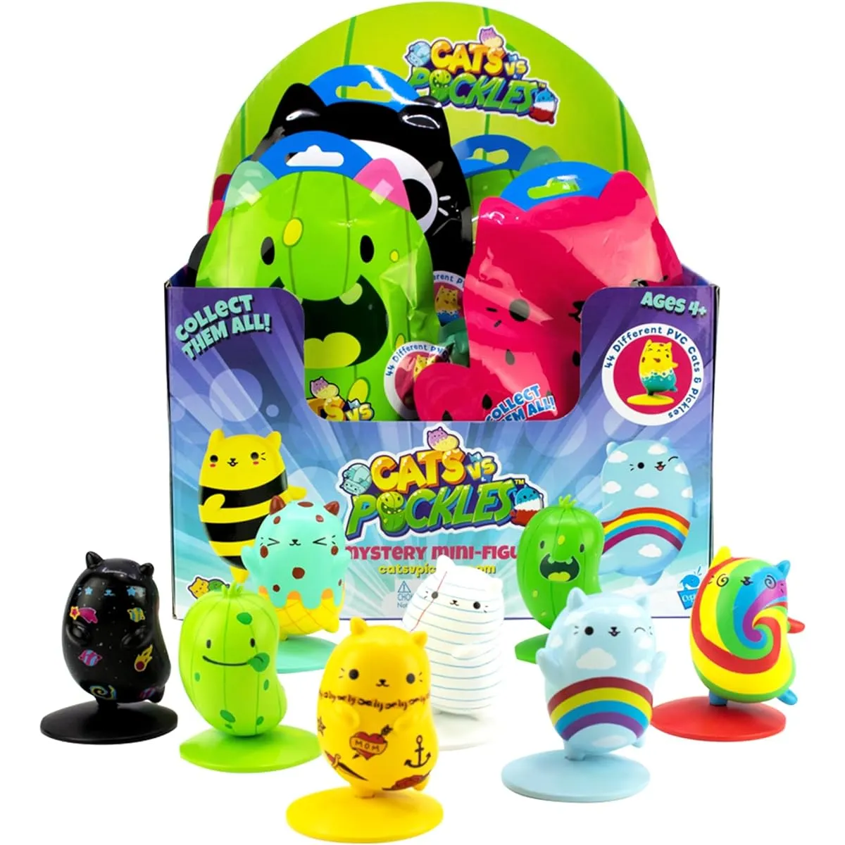CVP Mini Figures 3 Pack Kids Mini Figures Small Animal Figurines Plastic Collectibles for Kids & Adults Boys & Girls Figures Figurines Toys Rainbow Stripes AngeliCat Magicat