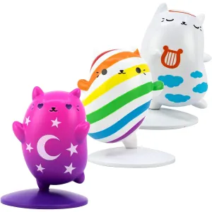 CVP Mini Figures 3 Pack Kids Mini Figures Small Animal Figurines Plastic Collectibles for Kids & Adults Boys & Girls Figures Figurines Toys Rainbow Stripes AngeliCat Magicat