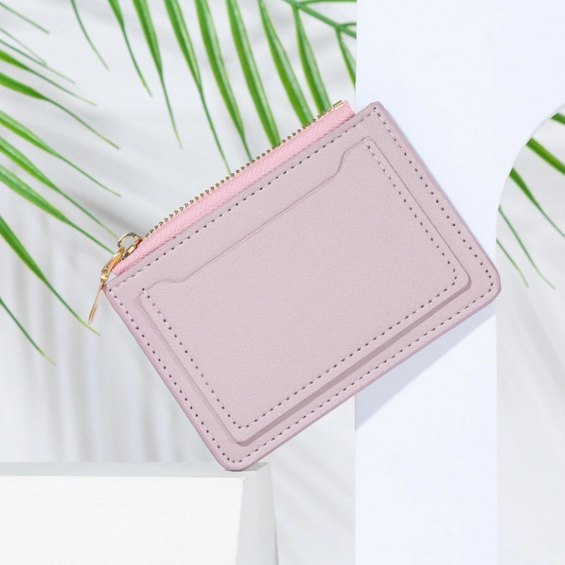 Cyflymder New Wallet Women's Short Wallet PU Leather Zipper Fashion Simple Casual Design Women's Multi-card Position Solid Color