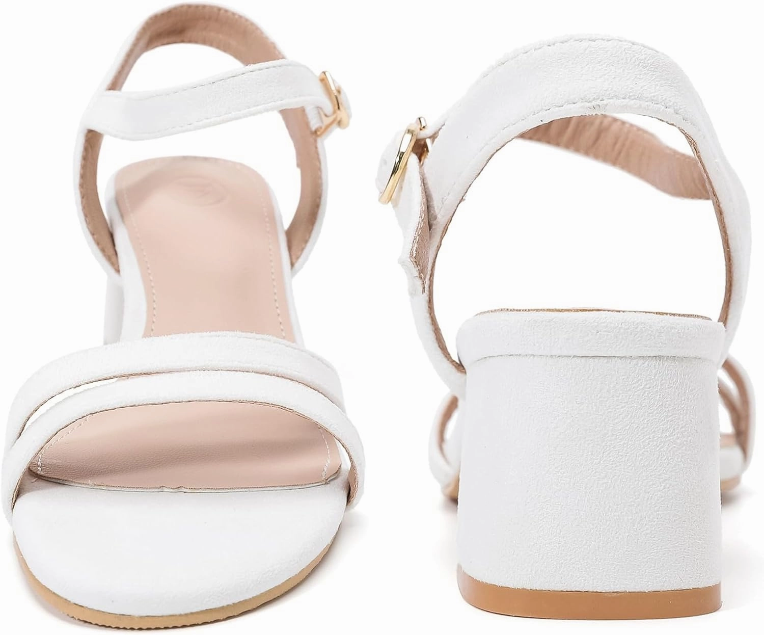 DADAWEN Women's Open Toe Ankle Strap Low Block Chunky Heels Sandals Party Wedding Dress Pumps Shoes