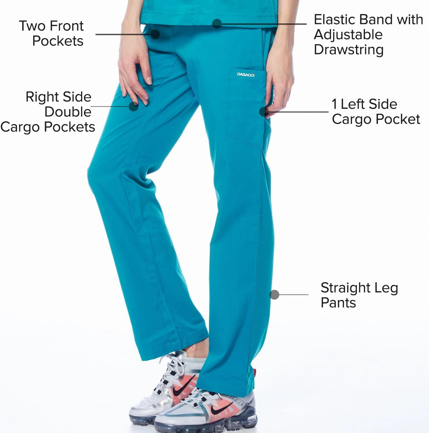 Dagacci Medical Uniform Women's Scrubs Set Stretch Ultra Soft Contrast Pocket