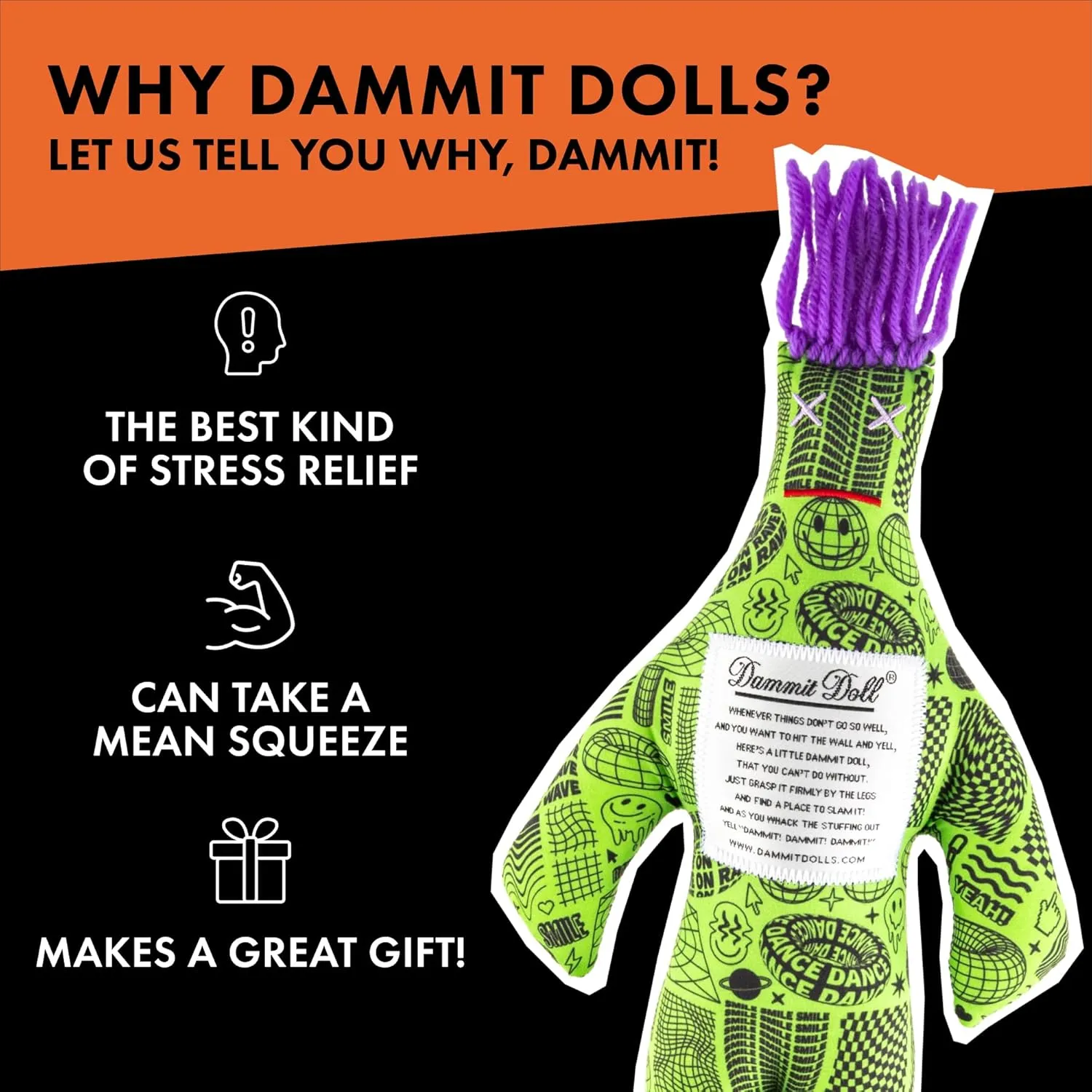 Dammit Doll - Classic Random Color, Stress Relief - Gag Gift - 1 Doll