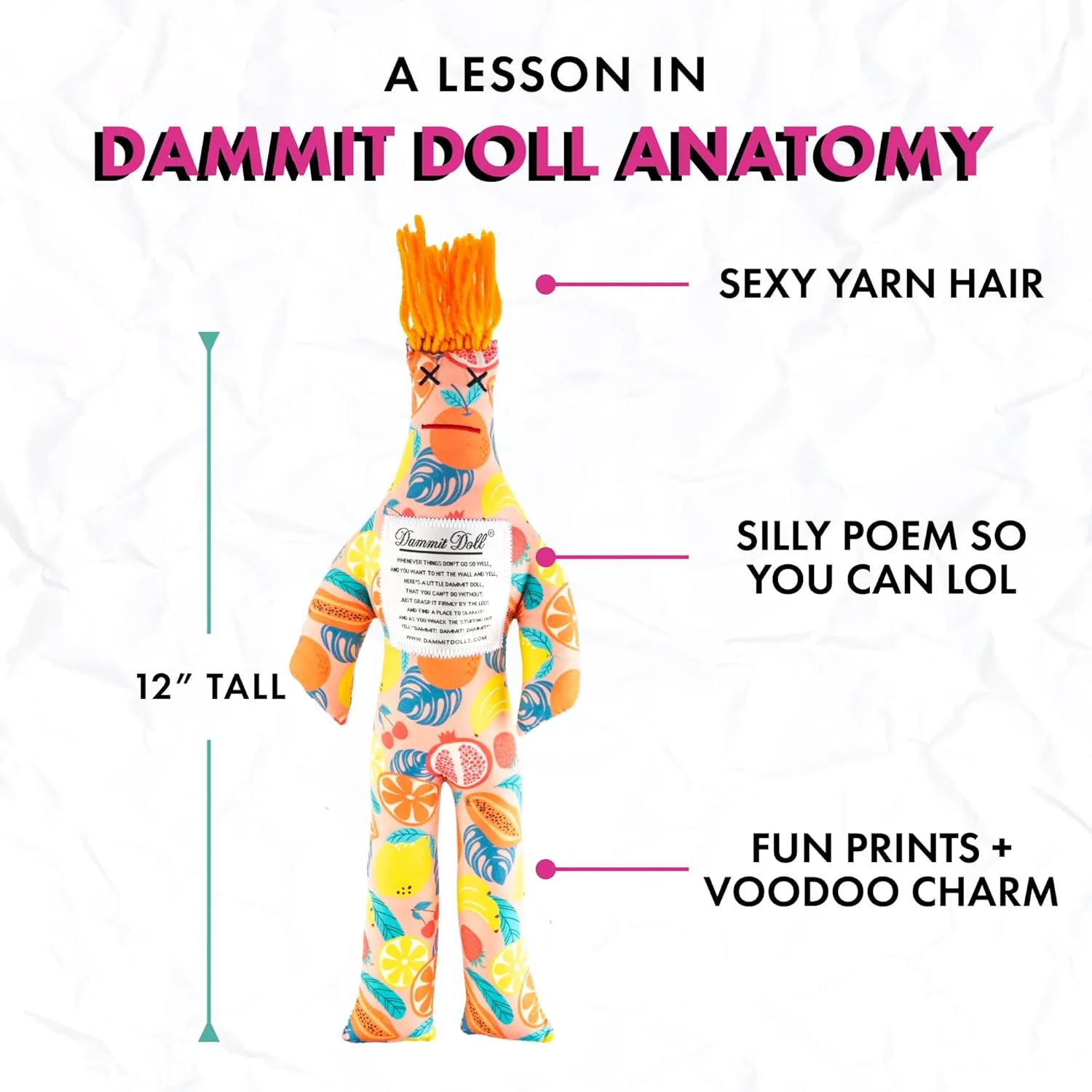 Dammit Doll - Classic Random Color, Stress Relief - Gag Gift - 1 Doll