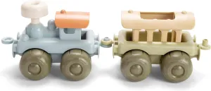 Dantoy: BIO Train Set - 2 Linking Toy Train Cars, Muted Colors, Indoor & Outdoor Play Vehicle, Caboose, Recycled Plastic, Kids & Toddlers Ages 2 