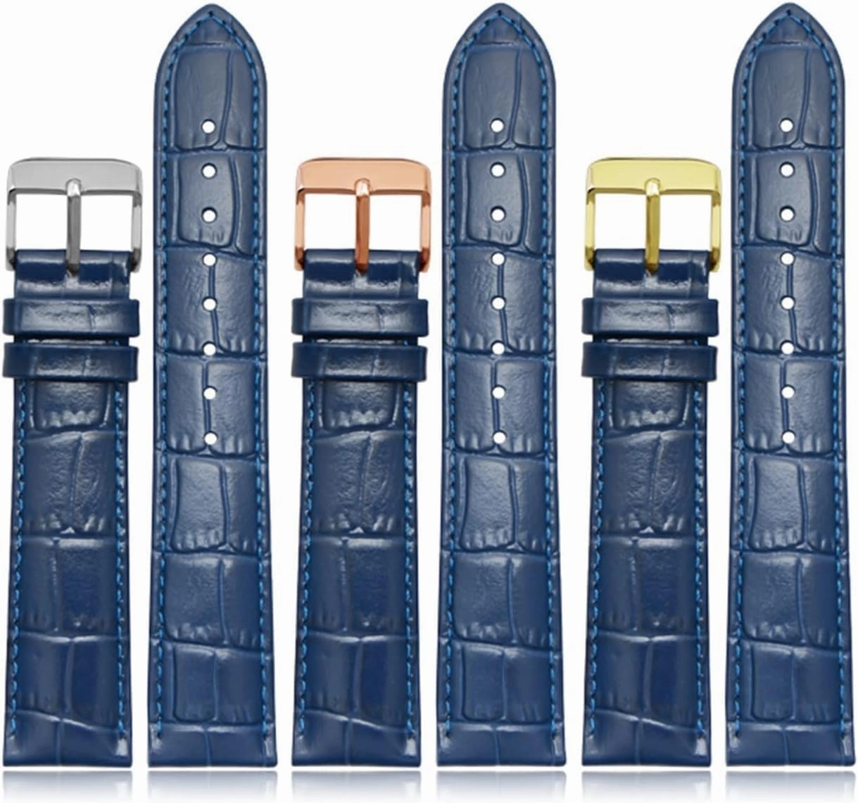 Dark blue Classic genuine leather watchband for brand wristband watch Strap with stainless steel clasp