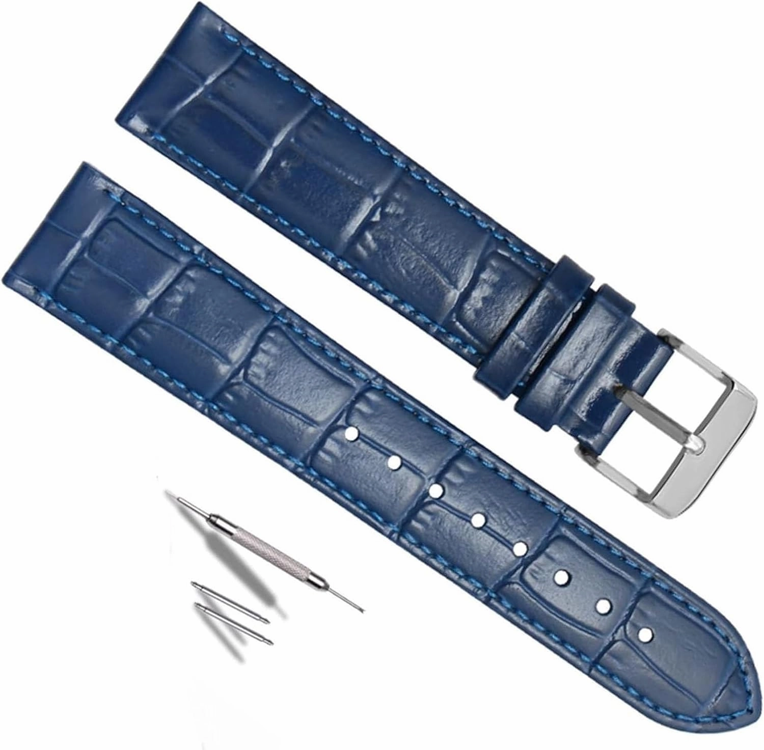 Dark blue Classic genuine leather watchband for brand wristband watch Strap with stainless steel clasp