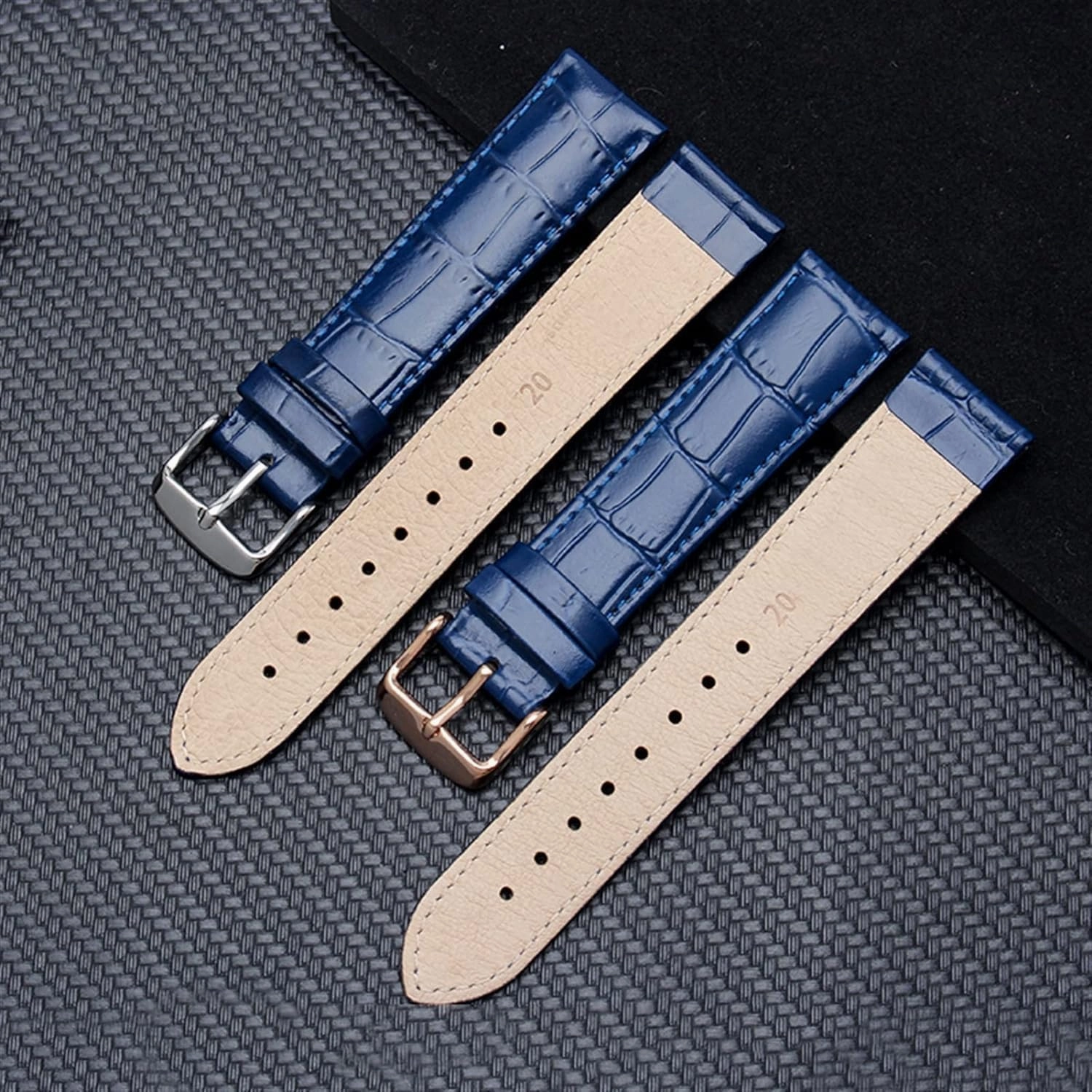 Dark blue Classic genuine leather watchband for brand wristband watch Strap with stainless steel clasp