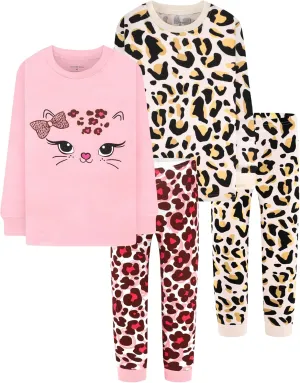 DAUGHTER QUEEN Girls 4 Pieces Cotton Pajamas Size 18 Months-12 Years
