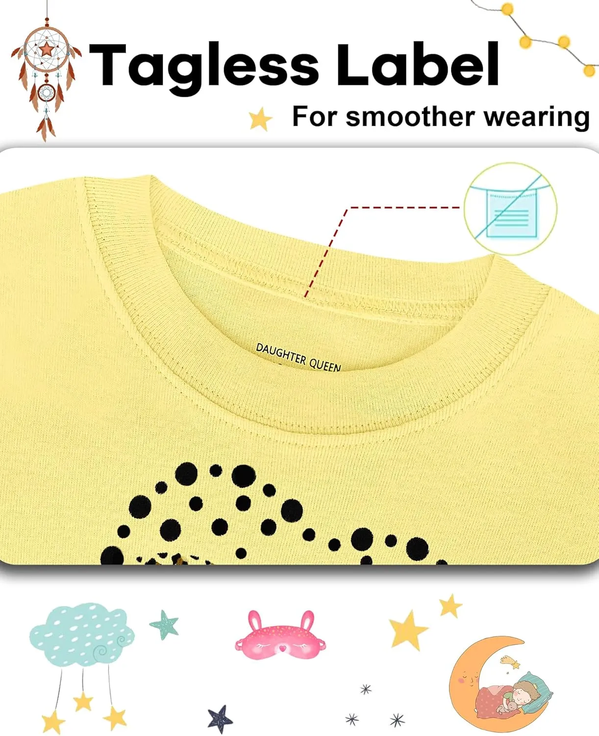 DAUGHTER QUEEN Girls Summer Pajamas Set 4 Pieces 100% Cotton Sleepwear Size 18 Months-12 Years