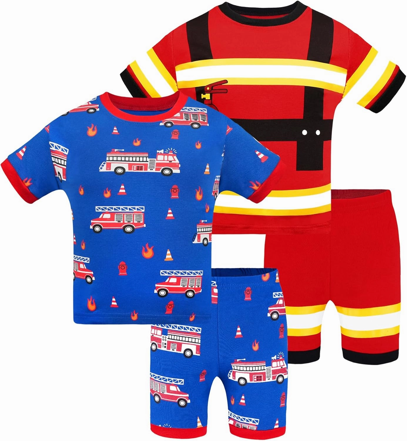 DAUGHTER QUEEN Boys Pajamas 4 Pieces Short Set 100% Cotton Sleepwear Size 18 Months-12 Years