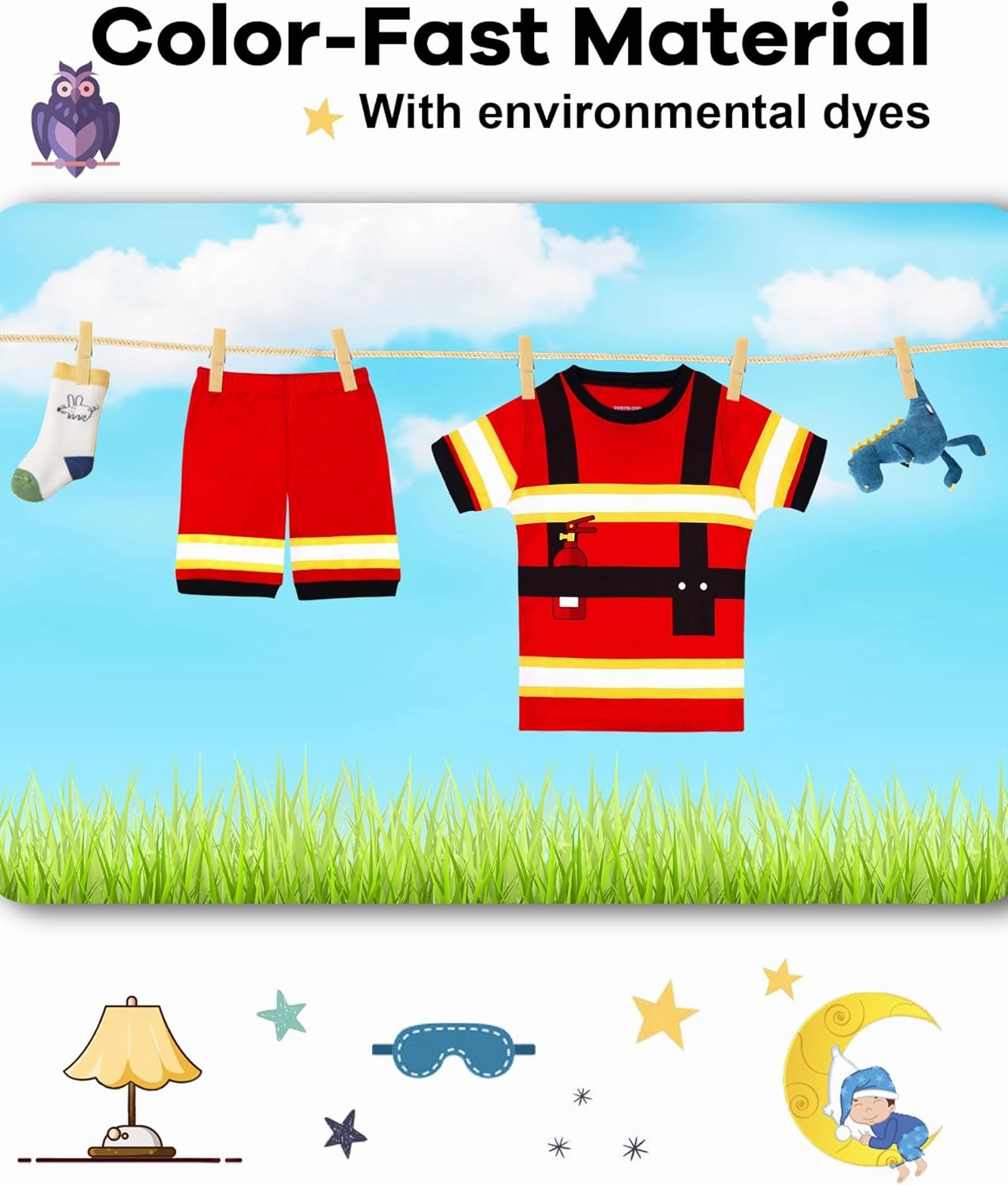 DAUGHTER QUEEN Boys Pajamas 4 Pieces Short Set 100% Cotton Sleepwear Size 18 Months-12 Years