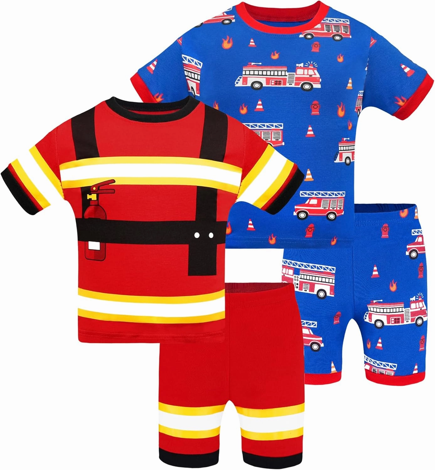 DAUGHTER QUEEN Boys Pajamas 4 Pieces Short Set 100% Cotton Sleepwear Size 18 Months-12 Years