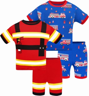 DAUGHTER QUEEN Boys Pajamas 4 Pieces Short Set 100% Cotton Sleepwear Size 18 Months-12 Years