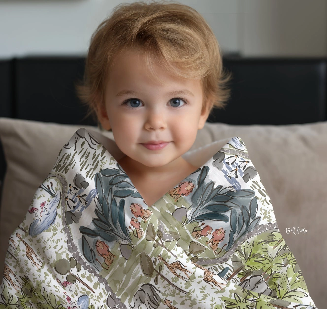 Day at the Zoo Monogrammed Baby Blanket