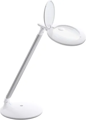 daylight Company Halo Go Magnifier Lamp, Rechargeable USB, Portable, Lightweight, Desk Lamp Reading, Hobbies, Sewing, Crafts, Nail Salon, Handcrafts and More, Colour Temperature: 6,000 K, White