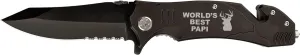 Deer Hunting World's Best PAPI 4 1/2" Folding Pocket Knife, Rescue Multi-Function Car Glass Breaking Stainless Steel Seat Belt Cutter Knife, Black