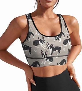 Delerain Seagull Women Sports Bra with Pads Yoga Tank Tops Fitness Workout Running Crop Top U Neck