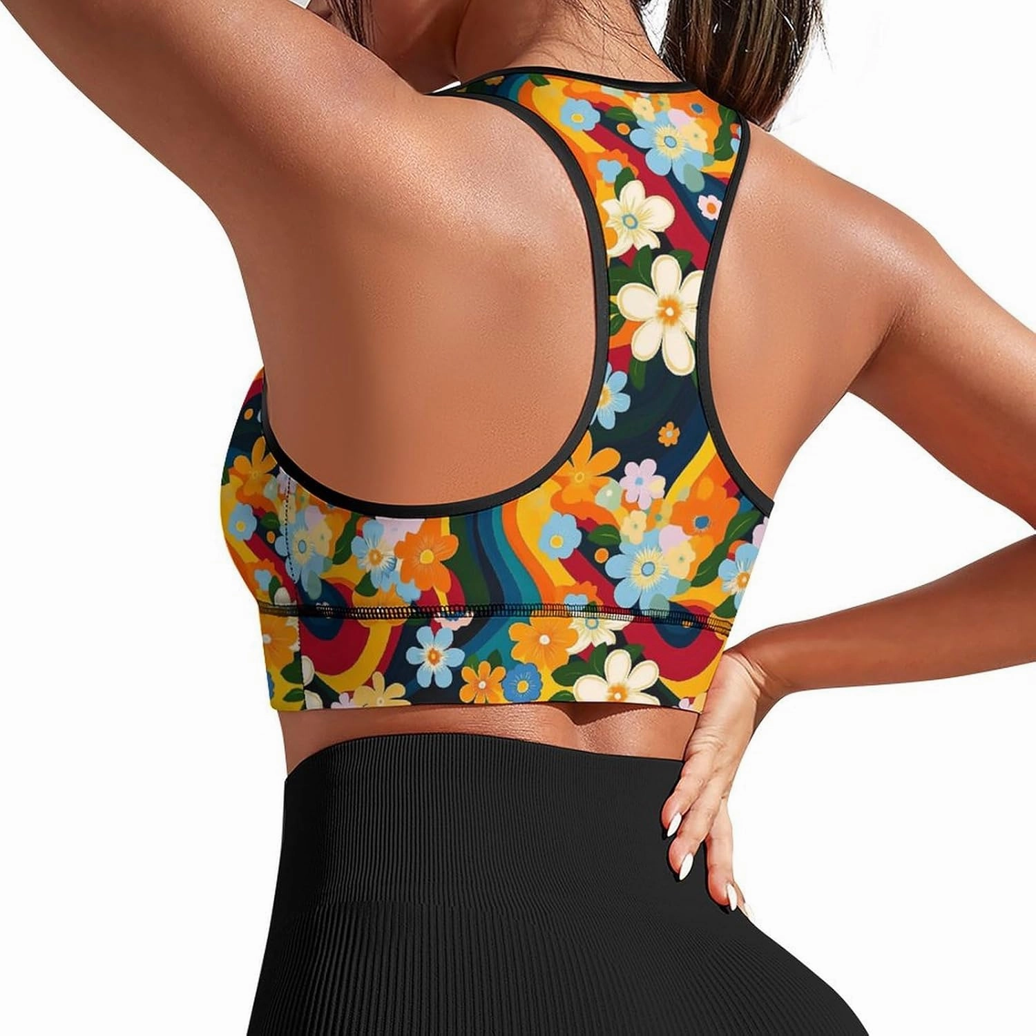 Delerain Seagull Women Sports Bra with Pads Yoga Tank Tops Fitness Workout Running Crop Top U Neck