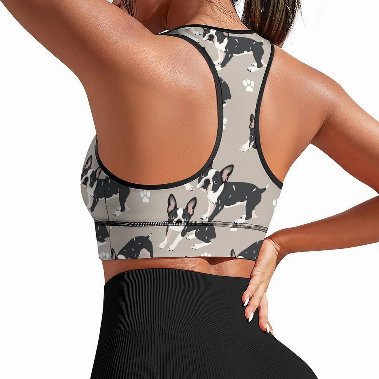 Delerain Seagull Women Sports Bra with Pads Yoga Tank Tops Fitness Workout Running Crop Top U Neck