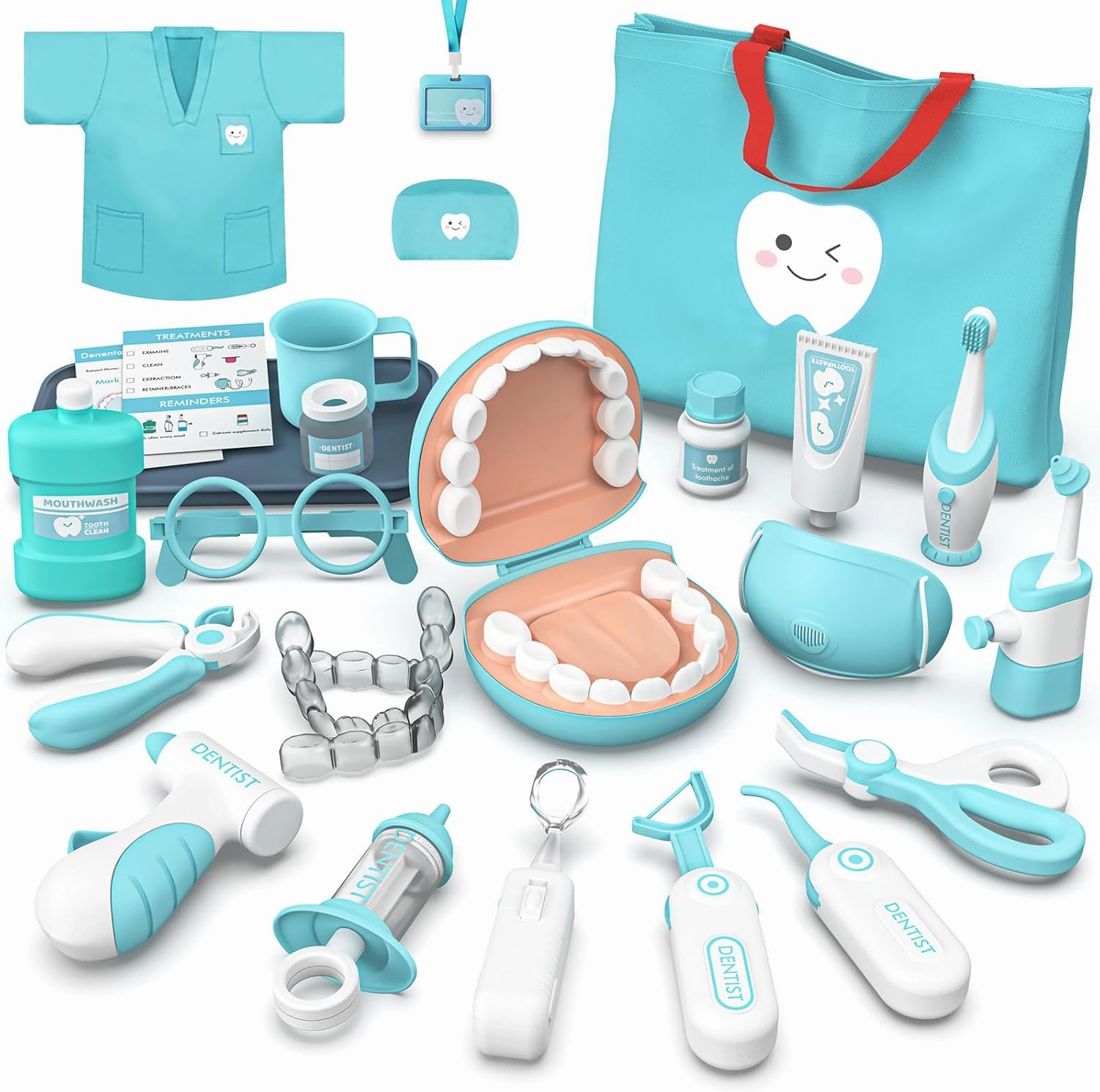 Dentist Play Set for Toddlers 3-5 - Doctor Kit Toy Gifts for 3 4 Year Old Girls, Pretend Play Montessori Toys Teeth and Dental Playset Medical Kits for Boys Kids 2-4 5 6 7 8