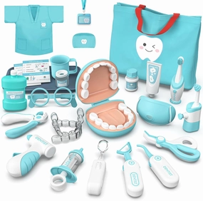 Dentist Play Set for Toddlers 3-5 - Doctor Kit Toy Gifts for 3 4 Year Old Girls, Pretend Play Montessori Toys Teeth and Dental Playset Medical Kits for Boys Kids 2-4 5 6 7 8