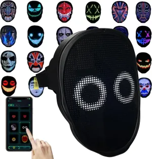 Depointer Life Led Mask with Rechargeable Bluetooth-compatible App Controlled, Customizable Shining Mask, Lighted Face Transforming Mask, unisex-child