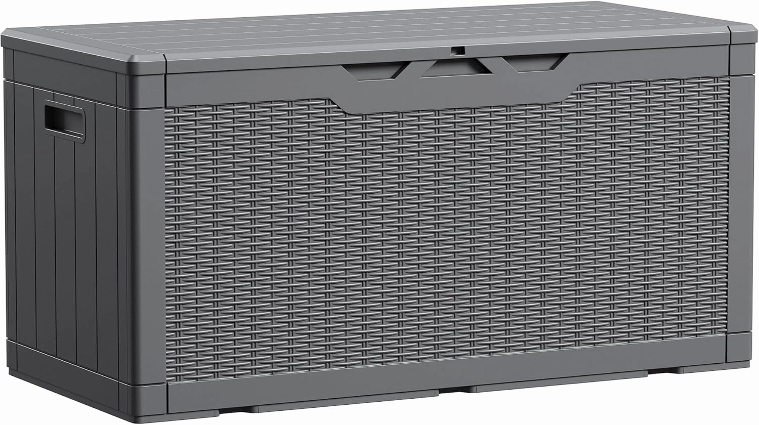 Devoko 100 Gallon Waterproof Large Resin Deck Box Indoor Outdoor Lockable Storage Container for Patio Furniture Cushions Garden Tools (100 Gallon, Grey)