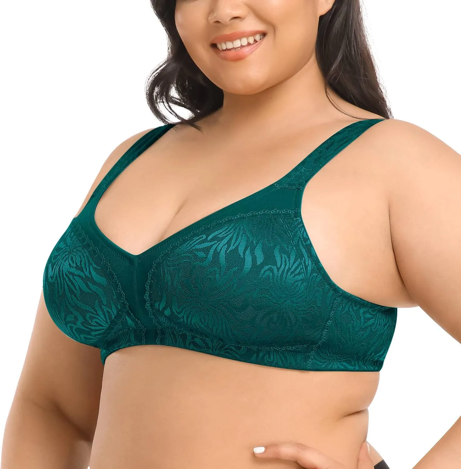 Deyllo Women's Full Coverage Plus Size Comfort Minimizer Bra Wirefree Non Padded
