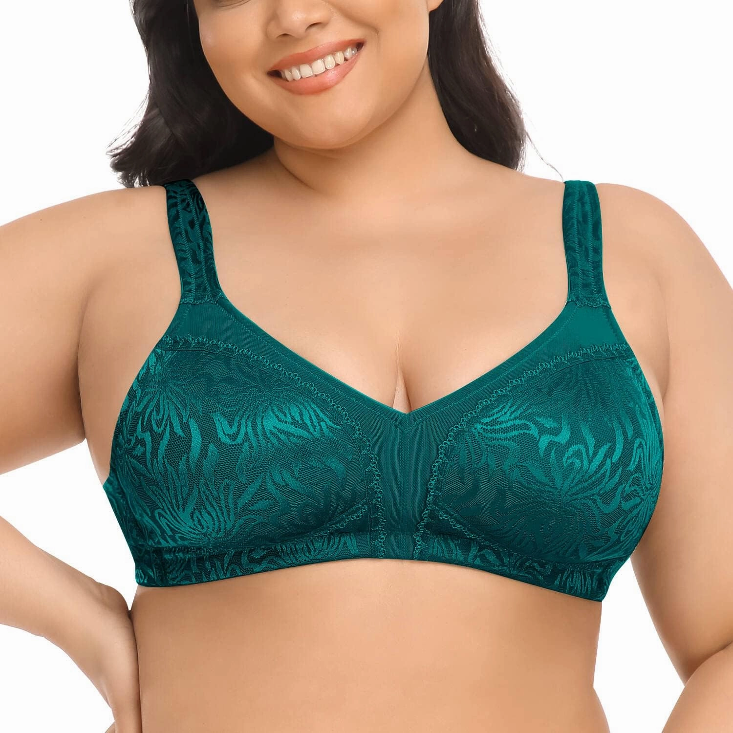 Deyllo Women's Full Coverage Plus Size Comfort Minimizer Bra Wirefree Non Padded
