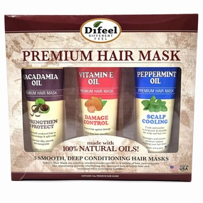 Difeel Premium Hair Mask 3-PC Set for Revitalizing, Cleansing & Strength - Macadamia Oil Hair Mask 8oz, Vitamin E Hair Mask 8oz & Peppermint Hair Mask 8oz