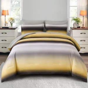 Dinjoy Boho Striped Ombre Yellow Comforter Set King Size Gradient Yellow Grey Bedding Set for Teen Men Women 7 Pieces Bed in A Bag Bed Set with Comforter, Sheets, Pillowcases & Shams
